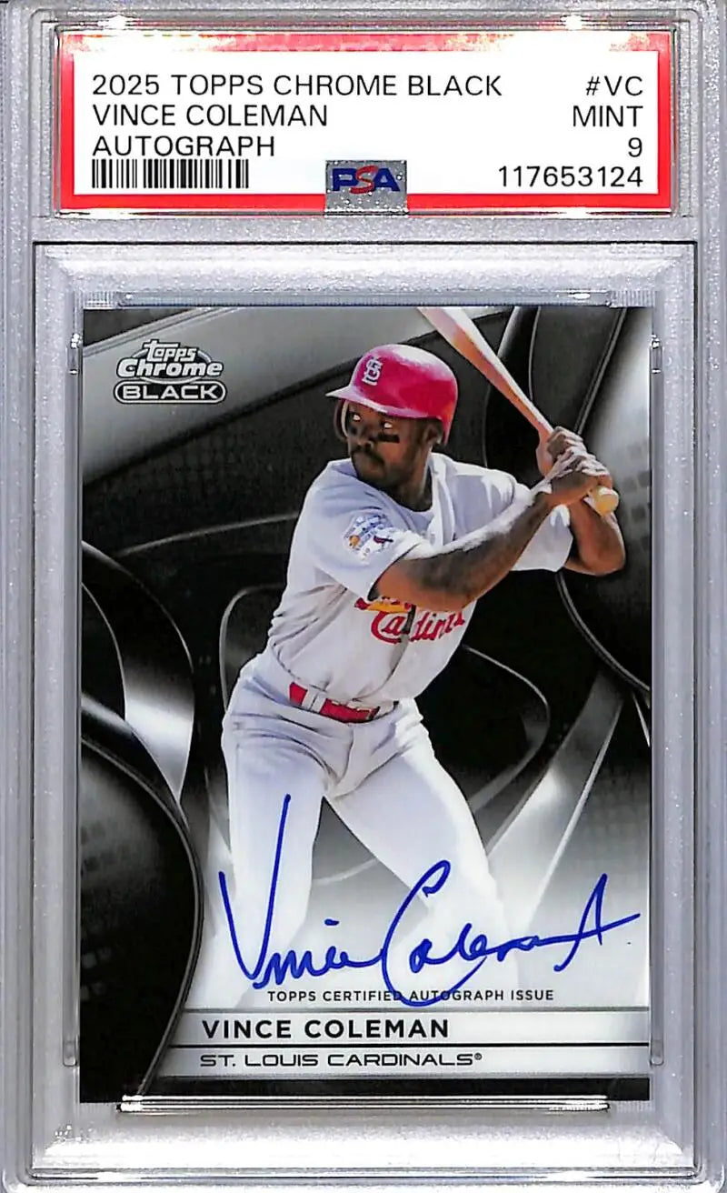 2025 Topps Chrome Black #CBA-VC Vince Coleman PSA 9 MINT Auto St. Louis Cardinals