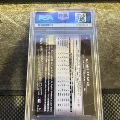 A graded Darren Baker baseball card from Topps Chrome Black series PSA 9