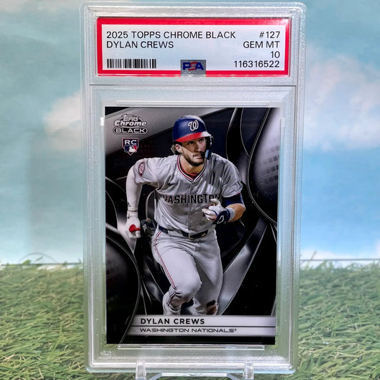 Graded 2025 Topps Chrome Black Dylan Crews Rookie Card PSA 10 Nationals