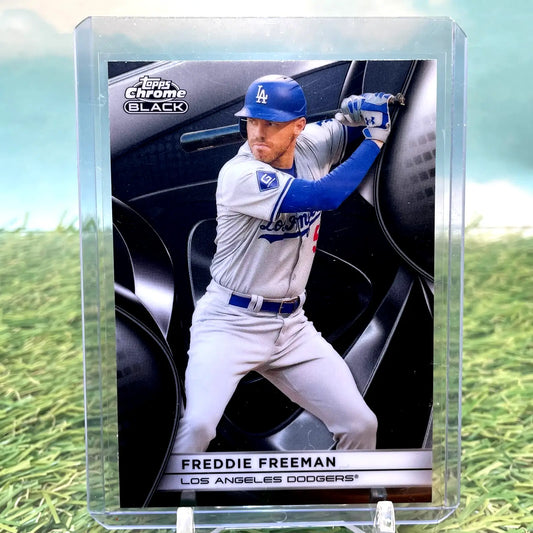 Freddie Freeman baseball card in 2025 Topps Chrome Black Dodgers product