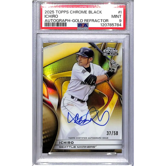 2025 Topps Chrome Black Gold #CBA-I Ichiro PSA 9 MINT Auto 37/50 Seattle Mariners