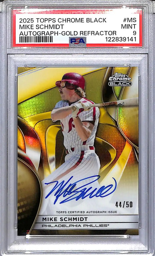 2025 Topps Chrome Black Gold #CBA-MS Mike Schmidt PSA 9 MINT Auto 44/50 Philadelphia Phillies