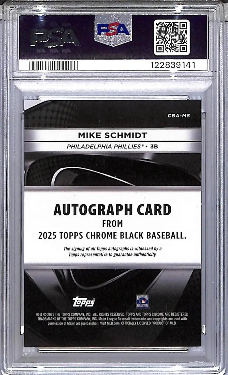 2025 Topps Chrome Black Gold #CBA-MS Mike Schmidt PSA 9 MINT Auto 44/50 Philadelphia Phillies