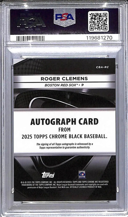 Graded 2025 Topps Chrome Black Baseball Roger Clemens autograph card Boston Red Sox