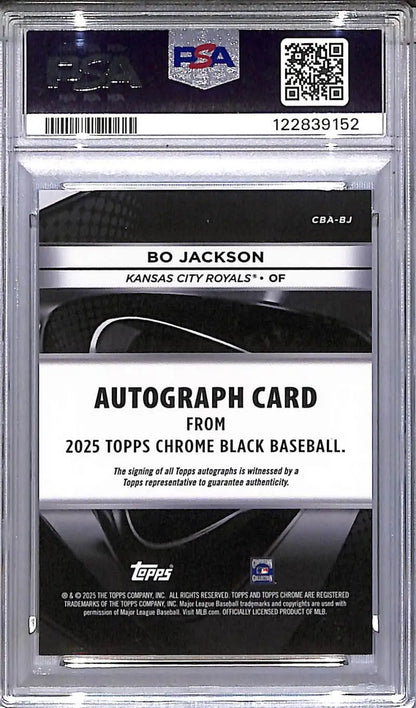 2025 Topps Chrome Black Gold Mini Diamond #CBA-BJ Bo Jackson PSA 9 MINT Auto 1/50 Kansas City Royals