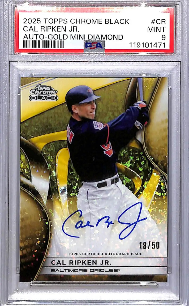 2025 Topps Chrome Black mini diamond Cal Ripken Jr. autographed baseball card PSA 9