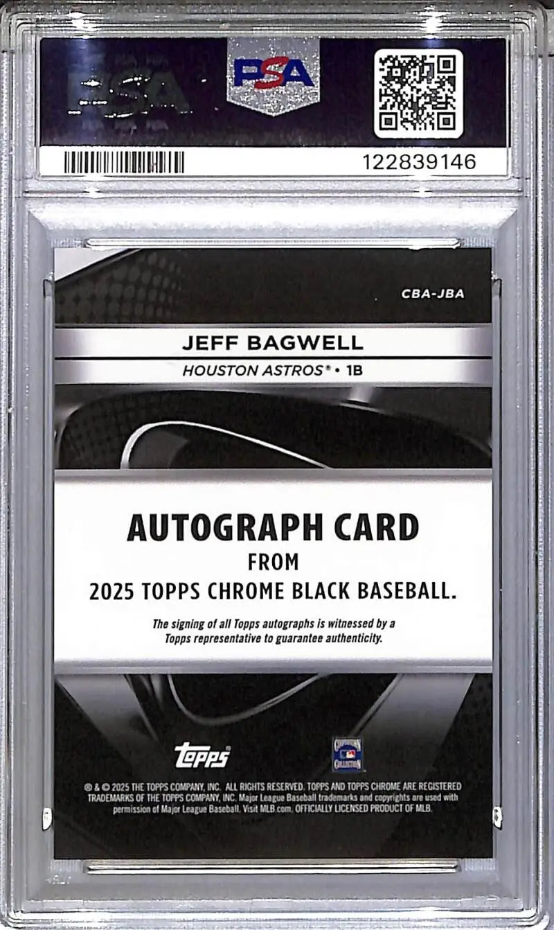 2025 Topps Chrome Black Gold Mini Diamond #CBA-JBA Jeff Bagwell PSA 10 GEM MINT Auto 13/50 Houston Astros