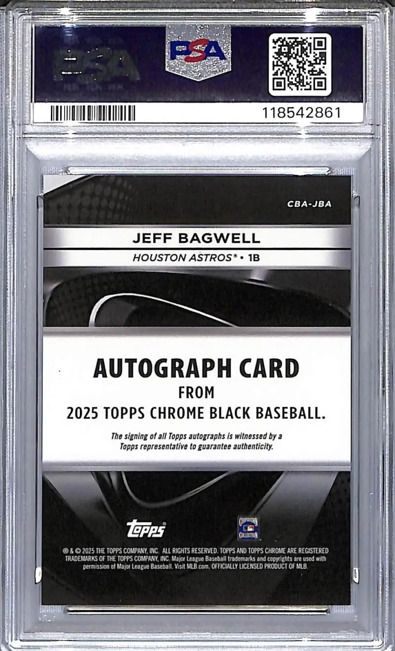 Jeff Bagwell Houston Astros Black Gold Mini Diamond autograph card from 2025 Topps Chrome Black