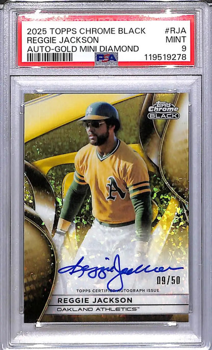 2025 Topps Chrome Black Gold Mini Diamond #CBA-RJA Reggie Jackson PSA 9 MINT Auto 9/50 Oakland Athletics