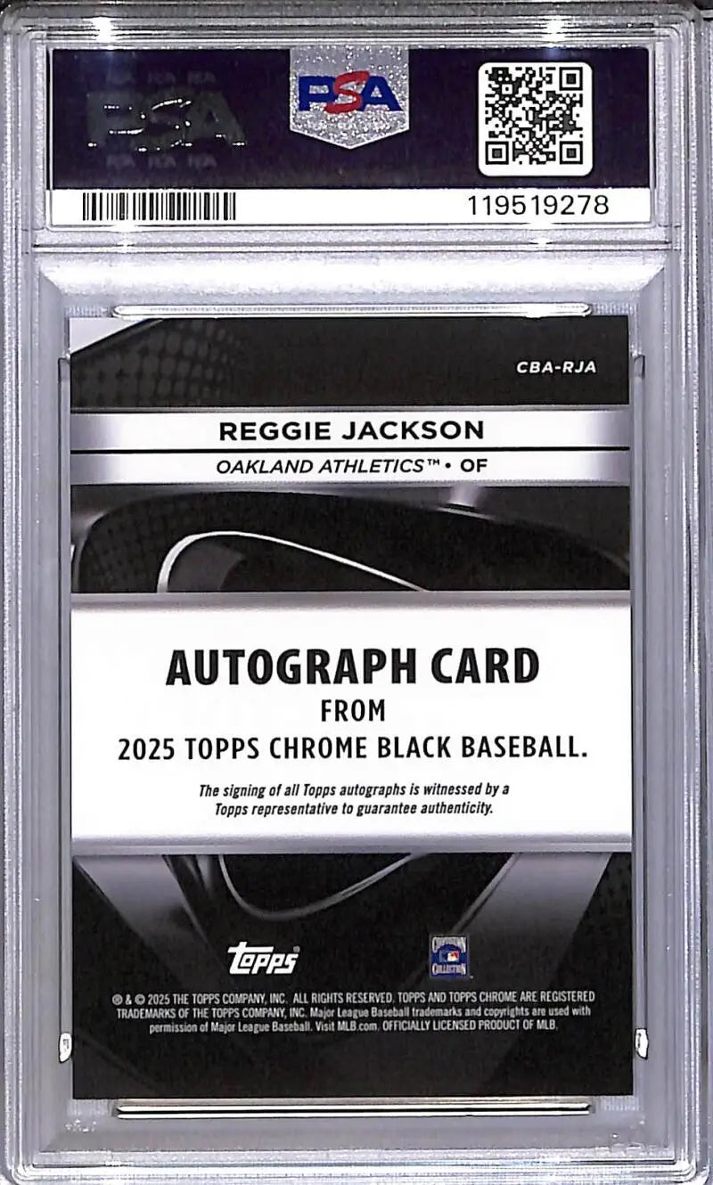 2025 Topps Chrome Black Gold Mini Diamond #CBA-RJA Reggie Jackson PSA 9 MINT Auto 9/50 Oakland Athletics