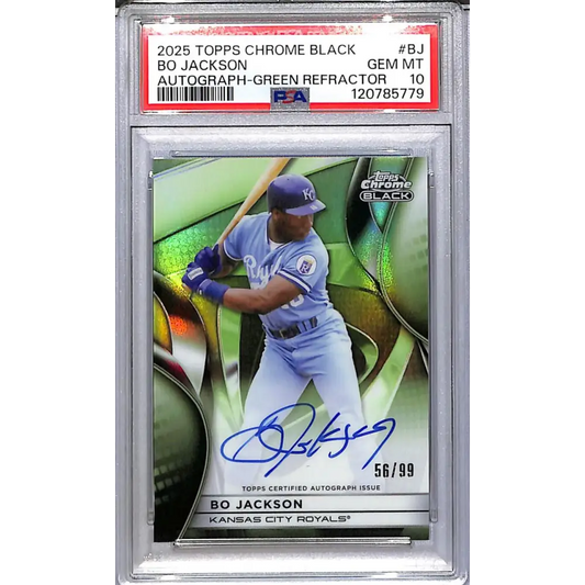 2025 Topps Chrome Black Green #CBA-BJ Bo Jackson PSA 10 GEM MINT Auto 56/99 Kansas City Royals