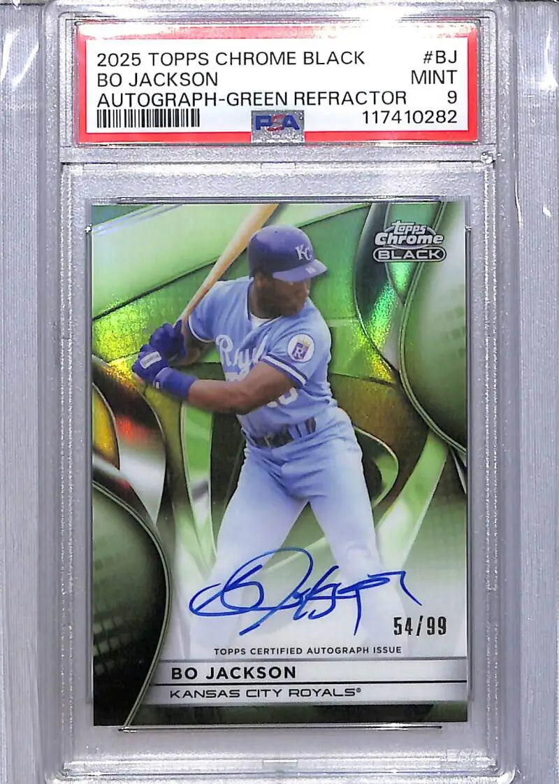 2025 Topps Chrome Black Green #CBA-BJ Bo Jackson PSA 9 MINT Auto 54/99 Kansas City Royals