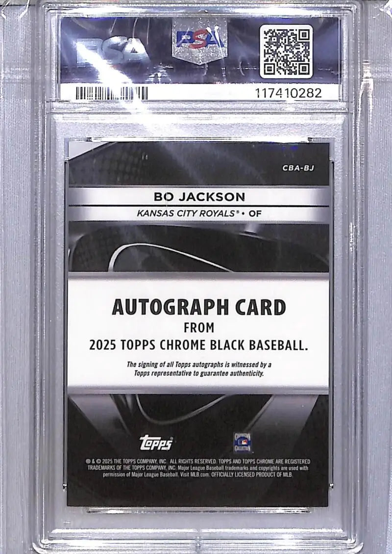 2025 Topps Chrome Black Green #CBA-BJ Bo Jackson PSA 9 MINT Auto 54/99 Kansas City Royals