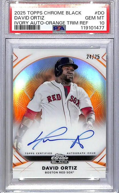 2025 Topps Chrome Black David Ortiz Red Sox auto card graded GEM MT 10