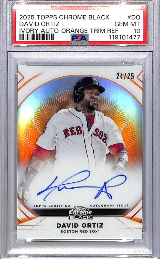 2025 Topps Chrome Black David Ortiz Red Sox auto card graded GEM MT 10