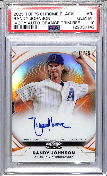 2025 Topps Chrome Black Ivory Orange #IVA-RJ Randy Johnson PSA 10 GEM MINT Auto 11/25 Arizona Diamondbacks