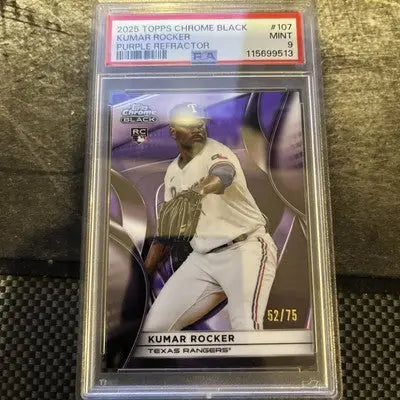 Graded 2025 Topps Chrome Black Kumar Rocker trading card PSA 9 /75 black Kumar rocker