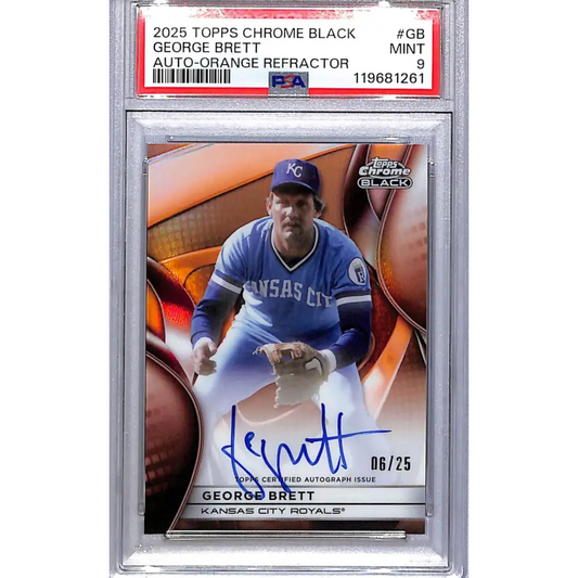 2025 Topps Chrome Black Orange #CBA-GB George Brett PSA 9 MINT Auto 6/25 Kansas City Royals