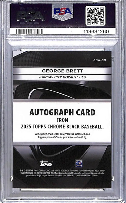 Graded George Brett 2025 Topps Chrome Black Baseball autograph card, PSA 9 MINT