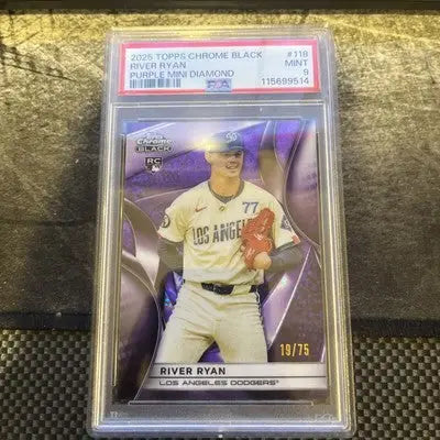 2025 Topps Chrome Black River Ryan Purple Mini Diamond baseball card PSA 9