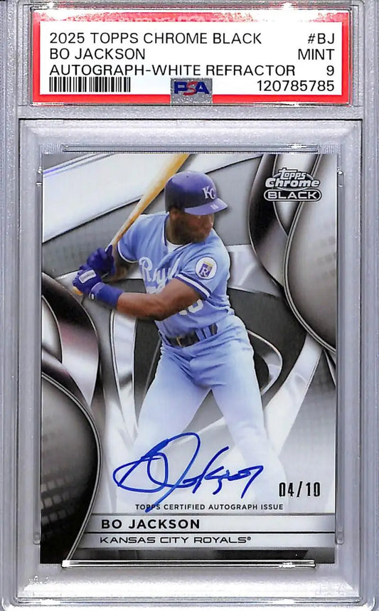 2025 Topps Chrome Black White Bo Jackson Autograph Baseball Card PSA 9 Mint Refractor