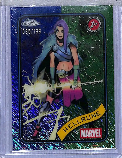 Hellrune Marvel trading card from 2025 Topps Chrome Blue and Green series