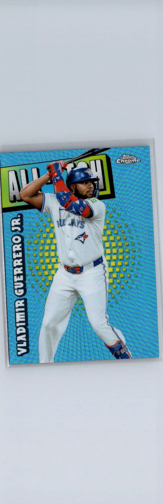 Vladimir Guerrero Jr Topps Chrome trading card with All-Star text and light blue background