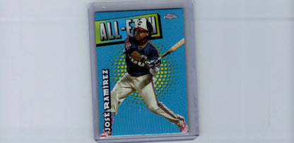 Jose Ramirez Chrome trading card with All-Star banner, vibrant blue background