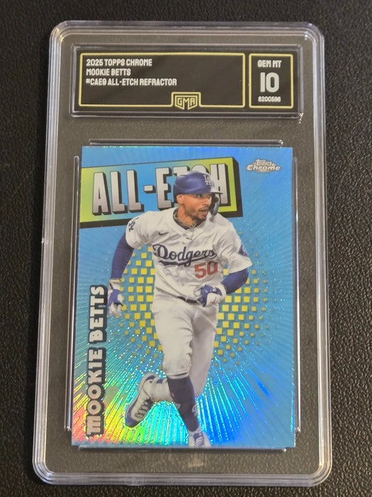 Mookie Betts Chrome baseball card 2023 Topps Chrome All-Etch Refractor GMA 10