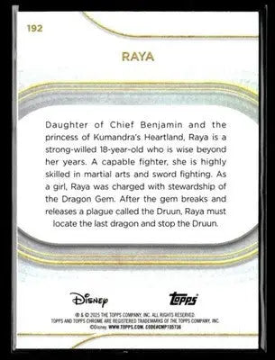 2025 Topps Chrome Disney #192 Raya Blue #054/150 - Trading Card