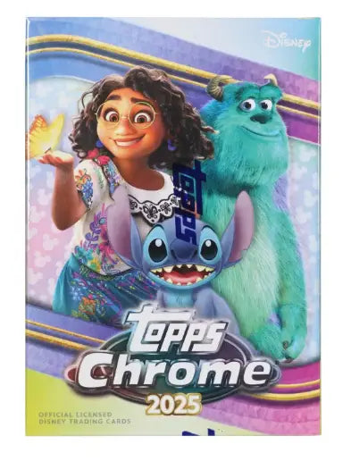 2025 Topps Chrome Disney Blaster Box with Encanto Mirabel Stitch and Sulley trading cards