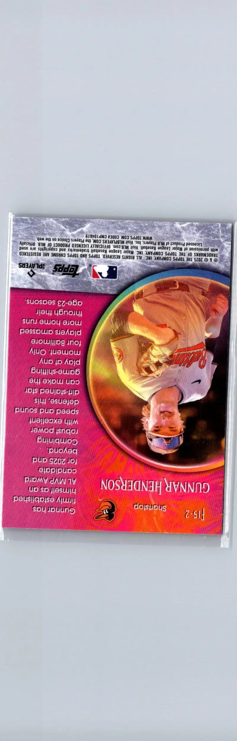 Sealed pack of baseball trading cards featuring Gunnar Henderson Fortune from 2025 Topps Chrome