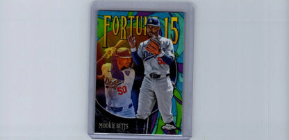 Mookie Betts Fortune 2025 Topps Chrome trading card in clear protective case