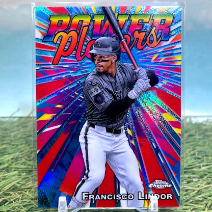 2025 Topps Chrome Francisco Lindor Power Players Insert baseball trading card