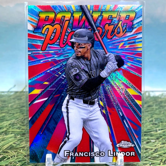 2025 Topps Chrome Francisco Lindor Power Players Insert baseball trading card