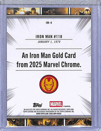 Iron Man trading card from 2025 Topps Chrome Iron series, NM-MT condition