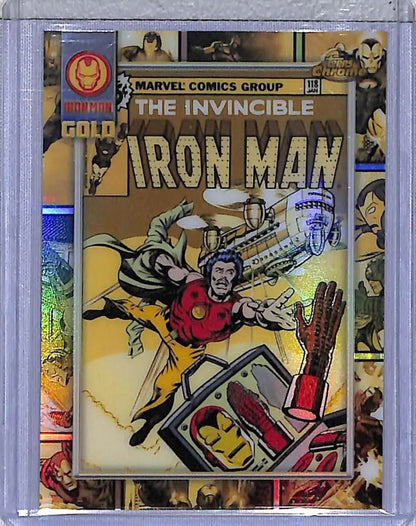 Iron Man comic book card from 2025 Topps Chrome Iron series in NM-MT condition