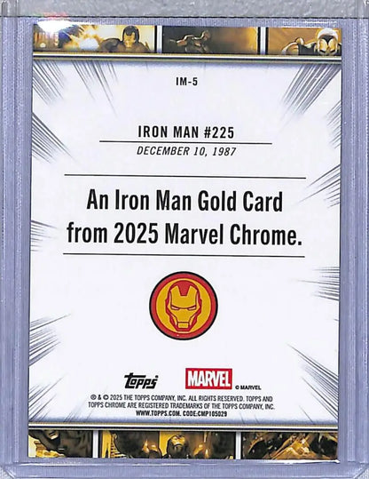 Iron Man collectible card from 2025 Topps Chrome Iron Man Gold series