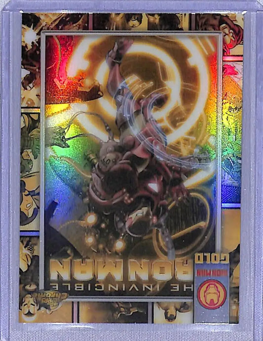 Iron Man trading card from 2025 Topps Chrome Iron Man Gold series