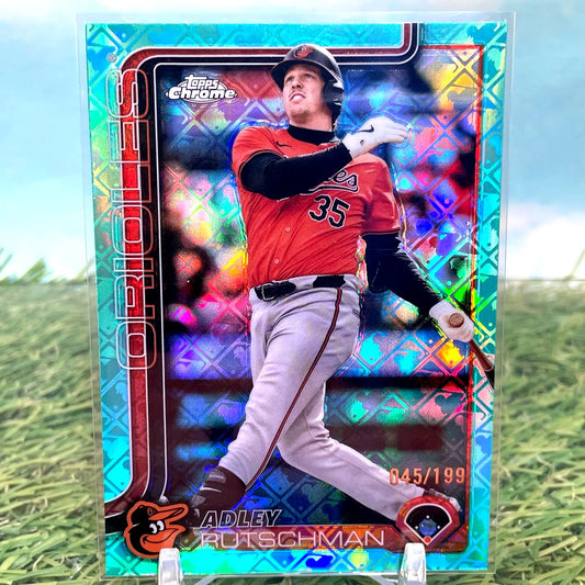 Adley Rutschman Topps Chrome Aqua Refractor baseball card 845/199