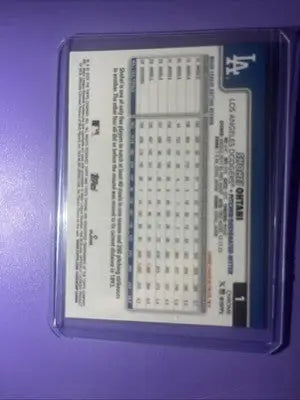 Shohei Ohtani trading card in protective case from 2025 Topps Chrome Logofractor series
