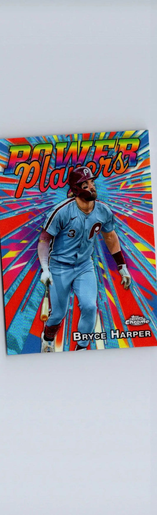 Vibrant Bryce Harper Power Players baseball trading card from 2025 Topps Chrome