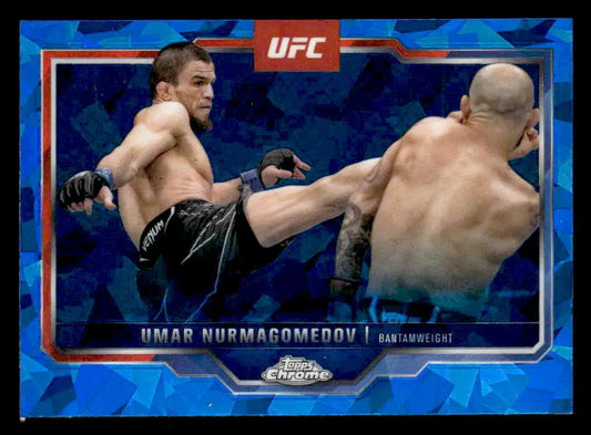 Collectible UFC trading card featuring Umar Nurmagomedov from 2025 Topps Chrome Sapphire Edition UFC