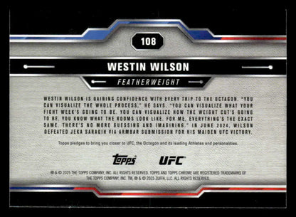 Collectible trading card for UFC fighter Westin Wilson from 2025 Topps Chrome Sapphire Edition