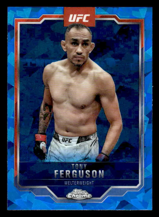 Collectible UFC trading card featuring Tony Ferguson from 2025 Topps Chrome Sapphire Edition UFC