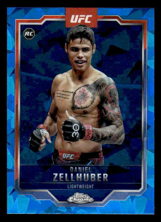 2025 Topps Chrome Sapphire Edition UFC Daniel Zellhuber rookie card with blue geometric pattern