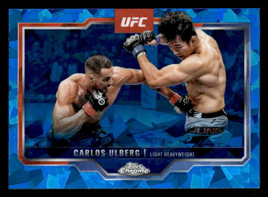 UFC trading card featuring fighters in action from 2025 Topps Chrome Sapphire Edition UFC