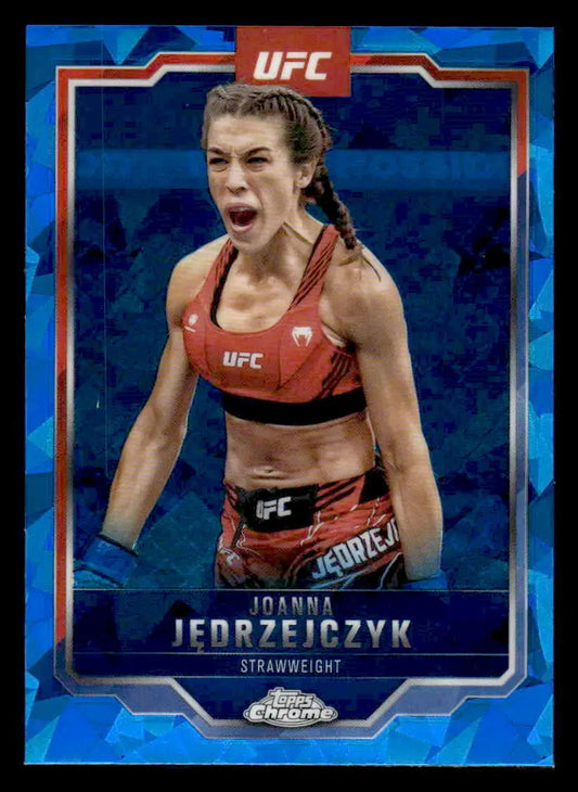 Collectible UFC trading card of Joanna Jędrzejczyk from 2025 Topps Chrome Sapphire Edition UFC