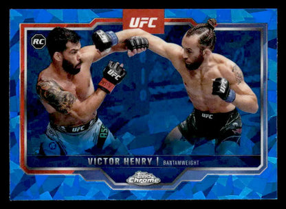 UFC Victor Henry trading card in 2025 Topps Chrome Sapphire Edition with blue geometric background