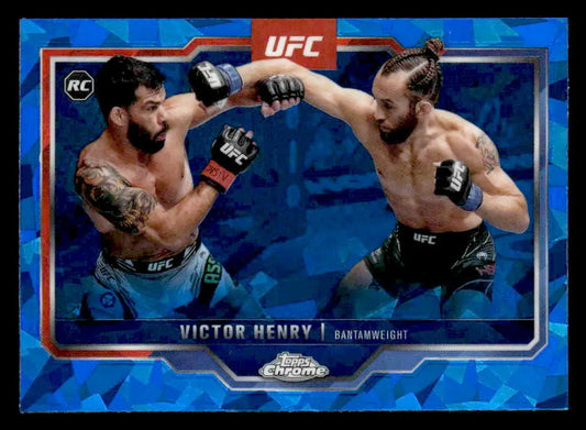 UFC Victor Henry trading card in 2025 Topps Chrome Sapphire Edition with blue geometric background